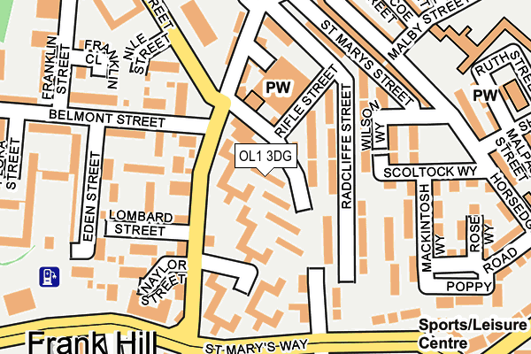 OL1 3DG map - OS OpenMap – Local (Ordnance Survey)