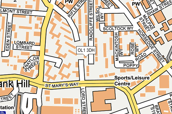 OL1 3DH map - OS OpenMap – Local (Ordnance Survey)