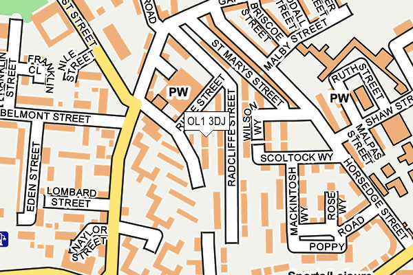 OL1 3DJ map - OS OpenMap – Local (Ordnance Survey)