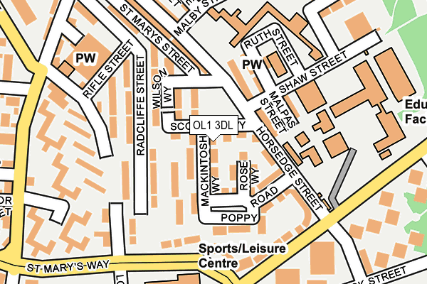 OL1 3DL map - OS OpenMap – Local (Ordnance Survey)