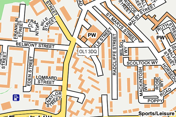 OL1 3DQ map - OS OpenMap – Local (Ordnance Survey)