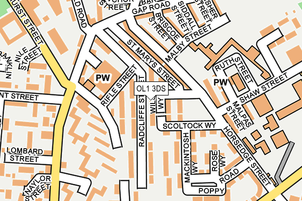 OL1 3DS map - OS OpenMap – Local (Ordnance Survey)