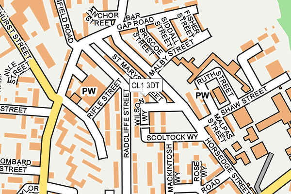OL1 3DT map - OS OpenMap – Local (Ordnance Survey)