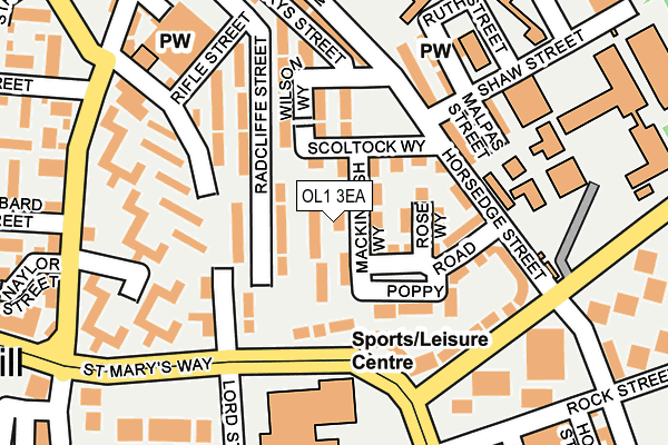 OL1 3EA map - OS OpenMap – Local (Ordnance Survey)