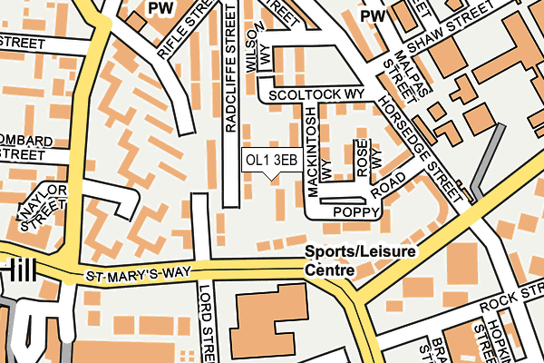 OL1 3EB map - OS OpenMap – Local (Ordnance Survey)