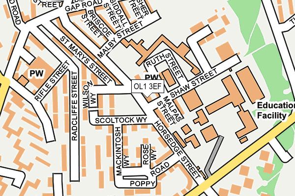 OL1 3EF map - OS OpenMap – Local (Ordnance Survey)