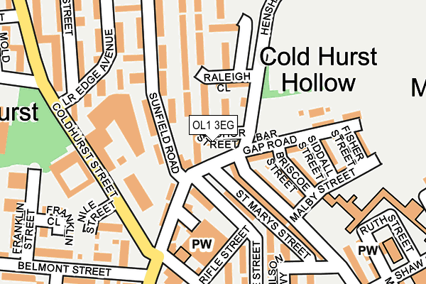 OL1 3EG map - OS OpenMap – Local (Ordnance Survey)