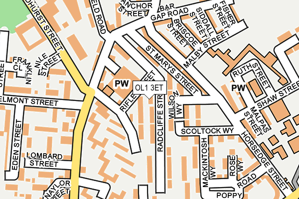 OL1 3ET map - OS OpenMap – Local (Ordnance Survey)