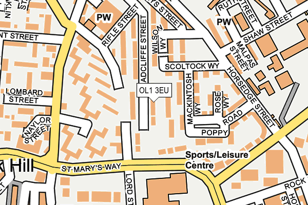 OL1 3EU map - OS OpenMap – Local (Ordnance Survey)