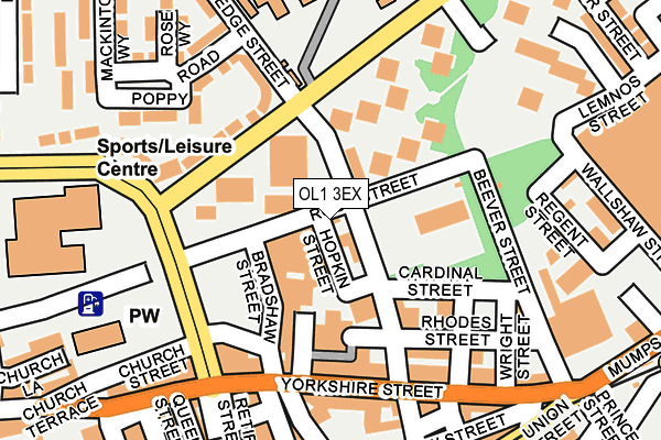 OL1 3EX map - OS OpenMap – Local (Ordnance Survey)