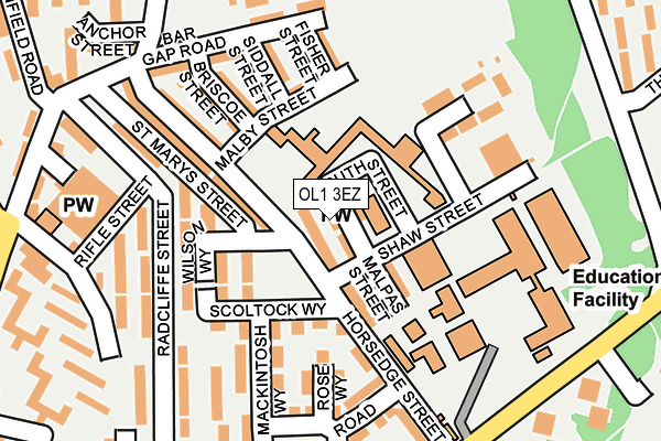 OL1 3EZ map - OS OpenMap – Local (Ordnance Survey)