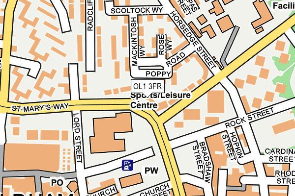 OL1 3FR map - OS OpenMap – Local (Ordnance Survey)