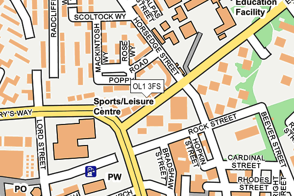 OL1 3FS map - OS OpenMap – Local (Ordnance Survey)