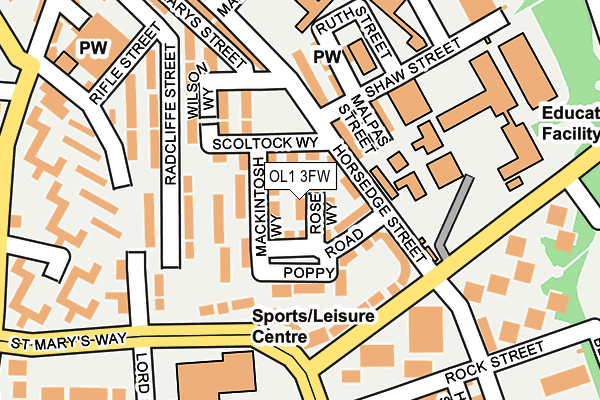 OL1 3FW map - OS OpenMap – Local (Ordnance Survey)