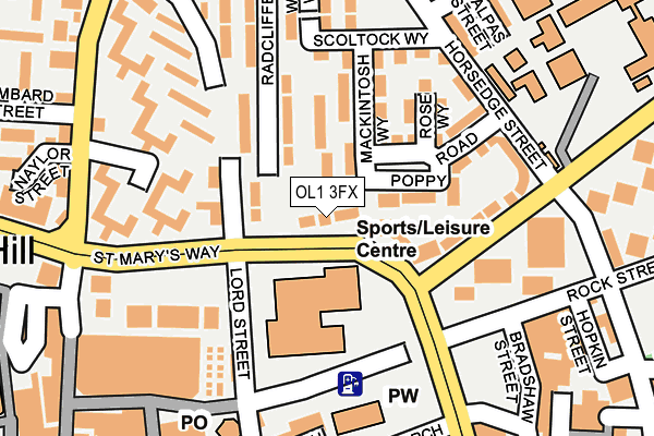 OL1 3FX map - OS OpenMap – Local (Ordnance Survey)