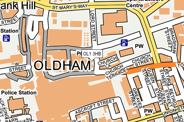 OL1 3HB map - OS OpenMap – Local (Ordnance Survey)