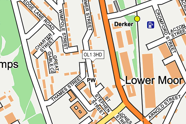 OL1 3HD map - OS OpenMap – Local (Ordnance Survey)
