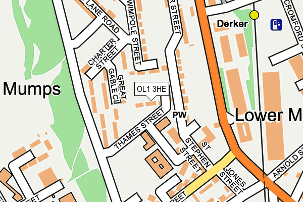 OL1 3HE map - OS OpenMap – Local (Ordnance Survey)