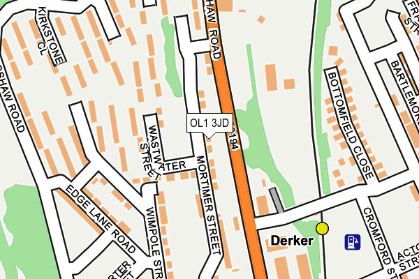 OL1 3JD map - OS OpenMap – Local (Ordnance Survey)