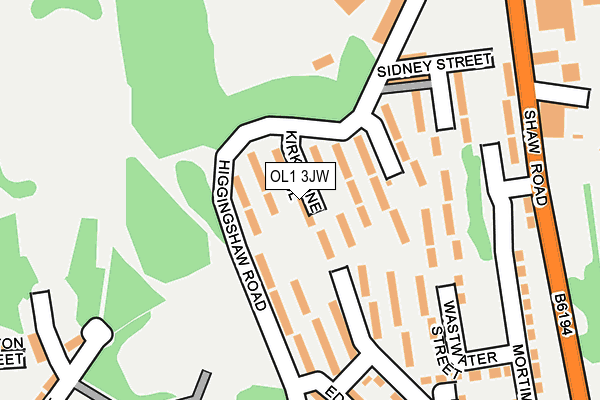 OL1 3JW map - OS OpenMap – Local (Ordnance Survey)