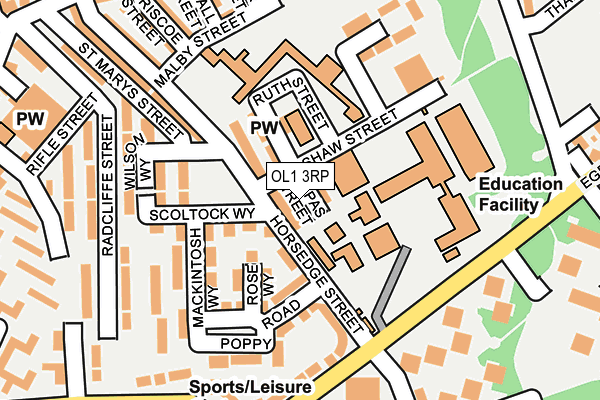 OL1 3RP map - OS OpenMap – Local (Ordnance Survey)