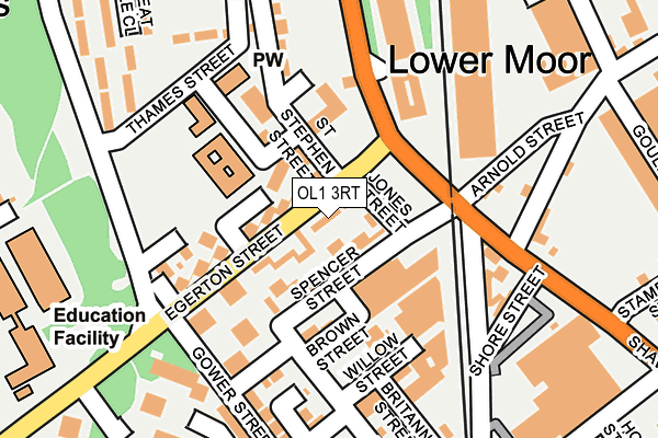 OL1 3RT map - OS OpenMap – Local (Ordnance Survey)