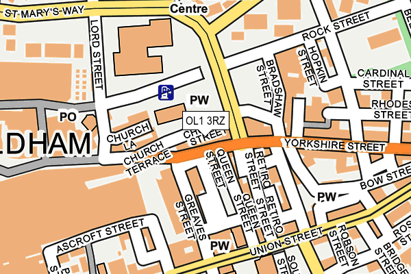 OL1 3RZ map - OS OpenMap – Local (Ordnance Survey)