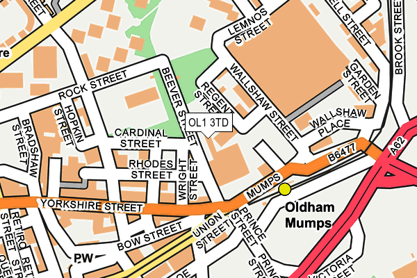 OL1 3TD map - OS OpenMap – Local (Ordnance Survey)