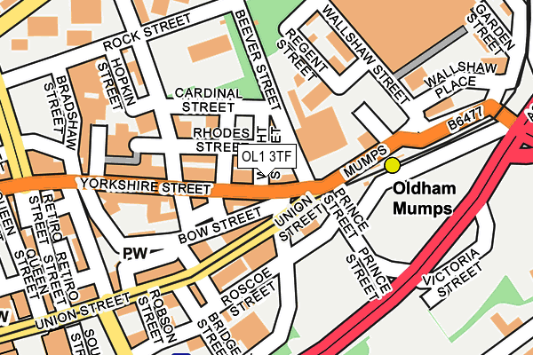 OL1 3TF map - OS OpenMap – Local (Ordnance Survey)
