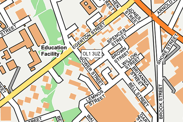 OL1 3UZ map - OS OpenMap – Local (Ordnance Survey)