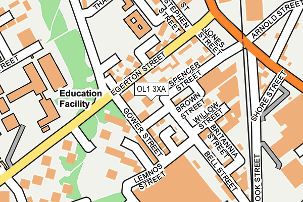 OL1 3XA map - OS OpenMap – Local (Ordnance Survey)