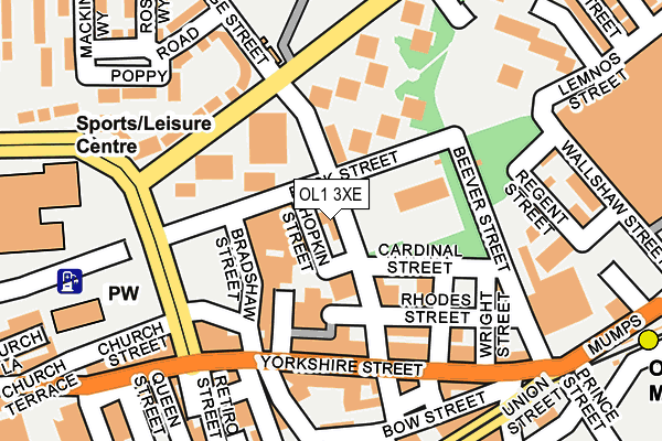 OL1 3XE map - OS OpenMap – Local (Ordnance Survey)