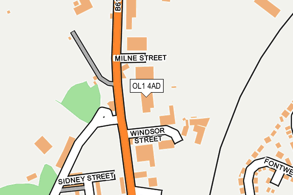 OL1 4AD map - OS OpenMap – Local (Ordnance Survey)