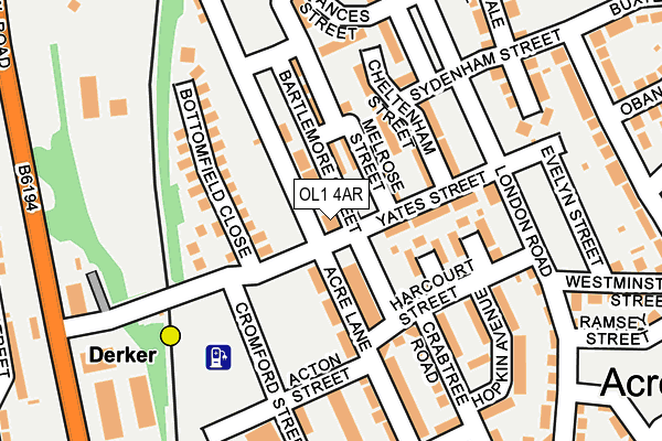 OL1 4AR map - OS OpenMap – Local (Ordnance Survey)