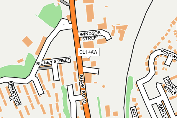 OL1 4AW map - OS OpenMap – Local (Ordnance Survey)