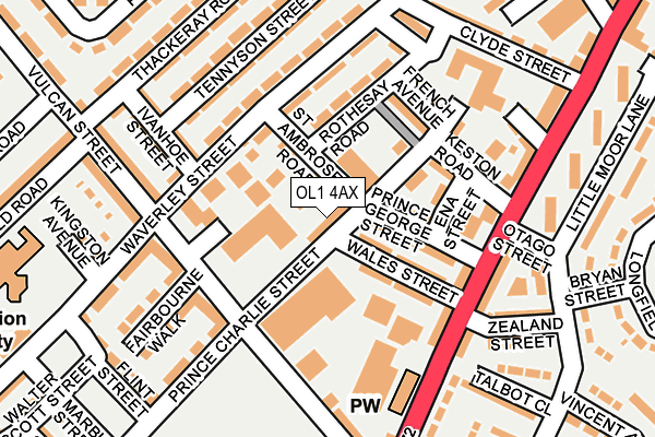 OL1 4AX map - OS OpenMap – Local (Ordnance Survey)