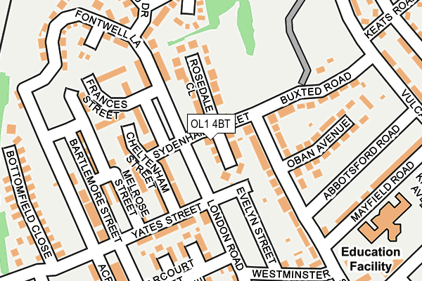 OL1 4BT map - OS OpenMap – Local (Ordnance Survey)