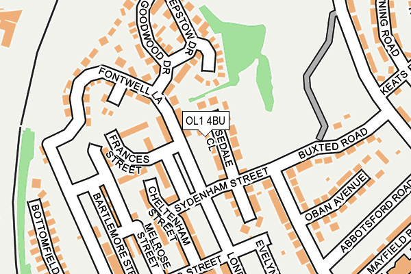 OL1 4BU map - OS OpenMap – Local (Ordnance Survey)
