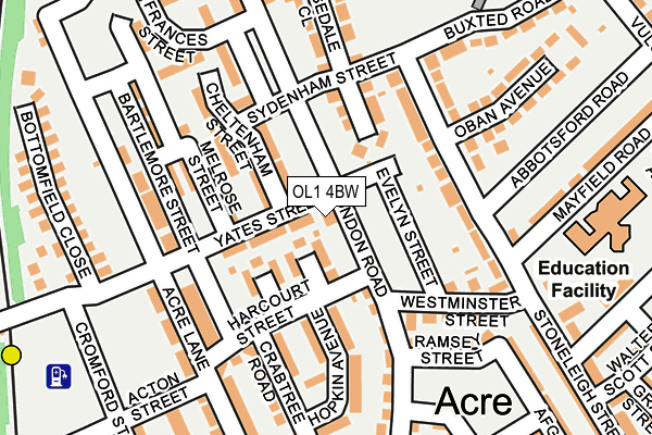 OL1 4BW map - OS OpenMap – Local (Ordnance Survey)