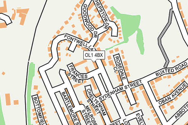 OL1 4BX map - OS OpenMap – Local (Ordnance Survey)