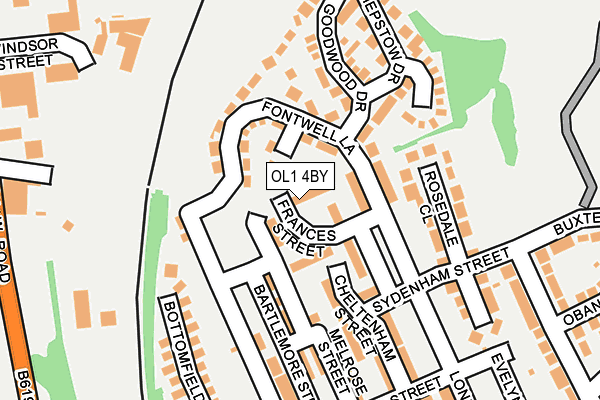 OL1 4BY map - OS OpenMap – Local (Ordnance Survey)