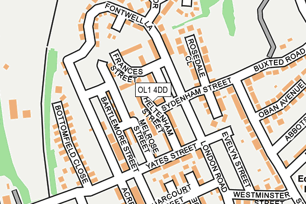 OL1 4DD map - OS OpenMap – Local (Ordnance Survey)