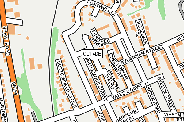 OL1 4DE map - OS OpenMap – Local (Ordnance Survey)