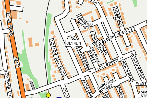 OL1 4DN map - OS OpenMap – Local (Ordnance Survey)