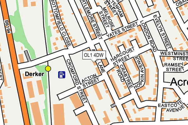 OL1 4DW map - OS OpenMap – Local (Ordnance Survey)