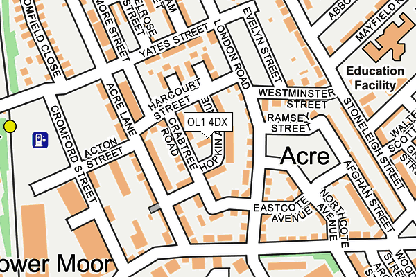 OL1 4DX map - OS OpenMap – Local (Ordnance Survey)