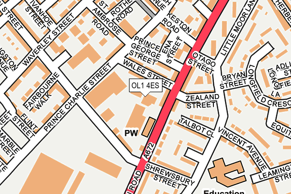 OL1 4ES map - OS OpenMap – Local (Ordnance Survey)