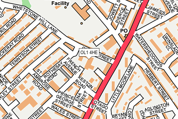 OL1 4HE map - OS OpenMap – Local (Ordnance Survey)
