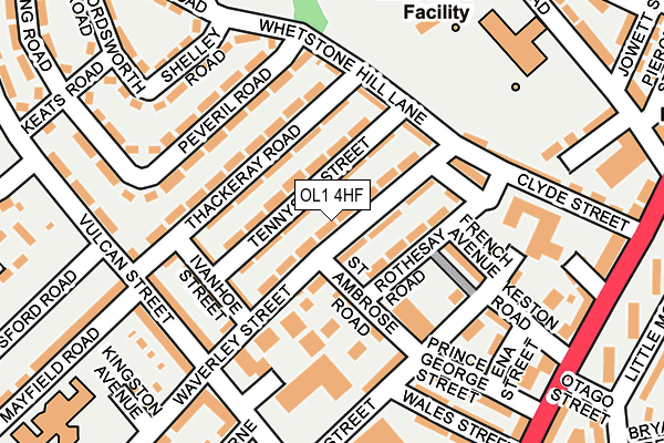 OL1 4HF map - OS OpenMap – Local (Ordnance Survey)