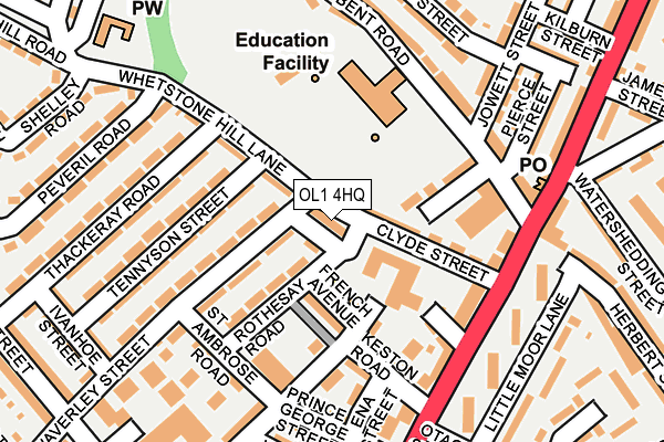 OL1 4HQ map - OS OpenMap – Local (Ordnance Survey)